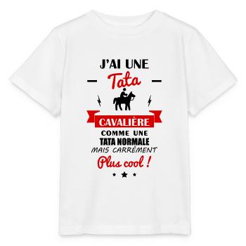 J'ai une tata cavalière, cadeau bébé équitation - T-shirt bio MINI CREATOR Stanley/Stella Enfant - blanc - Devant - Maike (125cm)