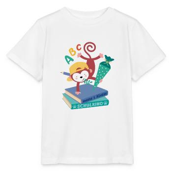 Singe avec cône d’école inscription à l’école enfant - T-shirt bio MINI CREATOR Stanley/Stella Enfant - blanc - Devant - Maike (125cm)