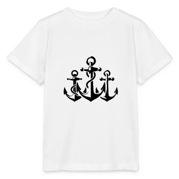 Drei Anker mit Seil Tau um das Eisen - Stanley/Stella Kinder T-Shirt MINI CREATOR  - Weiß - Vorne - Maike (125cm)