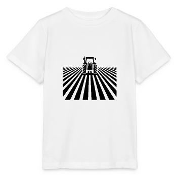 Traktorsilhouette über ländlichem Hintergrund - Stanley/Stella Kinder T-Shirt MINI CREATOR  - Weiß - Vorne - Maike (125cm)