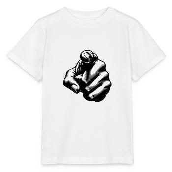 Handhaltung ikonischer Zeigefinger - Stanley/Stella Kinder T-Shirt MINI CREATOR  - Weiß - Vorne - Maike (125cm)