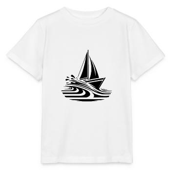 Schnelles Segelboot im Wellengang auf Kurs - Stanley/Stella Kinder T-Shirt MINI CREATOR  - Weiß - Vorne - Maike (125cm)