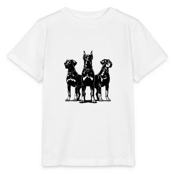 Drei elegante wachsame Wachhunde auf Posten - Stanley/Stella Kinder T-Shirt MINI CREATOR  - Weiß - Vorne - Maike (125cm)
