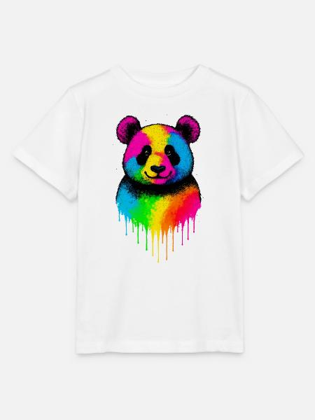 Regenbogen Panda Tropfende Kunst - Stanley/Stella Kinder T-Shirt MINI CREATOR - Weiß