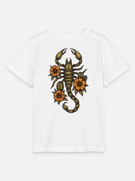 Antiker Skorpion mit Blüten - Stanley/Stella Kinder T-Shirt MINI CREATOR  - Weiß