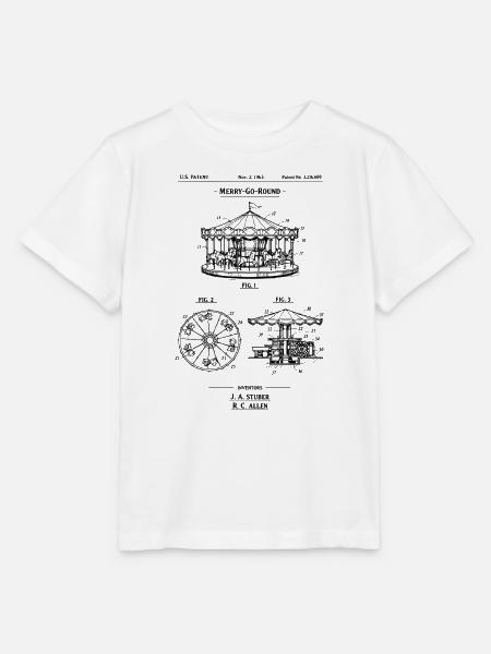 Carousel Vintage Patent Blueprint T-Shirt - Stanley/Stella Kinder T-Shirt MINI CREATOR  - Weiß