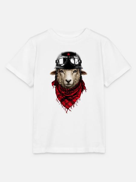Piloten-Schaf im Bomberlook - Stanley/Stella Kinder T-Shirt MINI CREATOR - Weiß