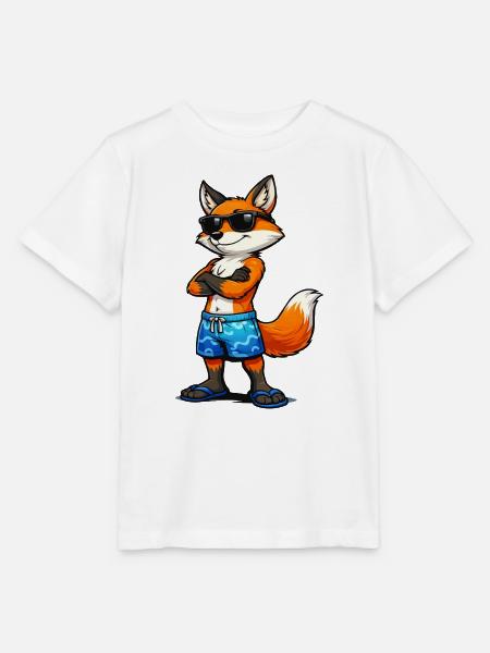 Sommerfuchs mit Sonnenbrille - Stanley/Stella Kinder T-Shirt MINI CREATOR  - Weiß