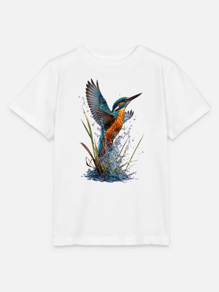Brillanter Eisvogel am Wasserfall - Stanley/Stella Kinder T-Shirt MINI CREATOR  - Weiß