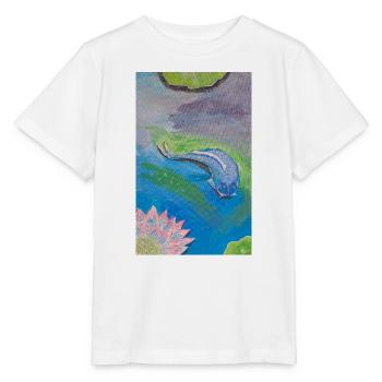 Blue tropical fish over lotus - Stanley/Stella MINI CREATOR Kids’ T-Shirt - white - Front - Maike (125cm)