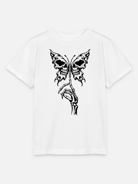 Gotische Skelett-Schmetterling und Knochenhand - Stanley/Stella Kinder T-Shirt MINI CREATOR - Weiß