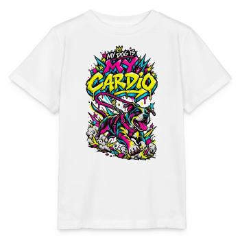 Mein Hund ist mein Cardio - Stanley/Stella Kinder T-Shirt MINI CREATOR  - Weiß - Vorne - Maike (125cm)