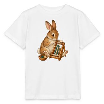 Kaninchen webt ein Perlenarmband - Stanley/Stella Kinder T-Shirt MINI CREATOR  - Weiß - Vorne - Maike (125cm)