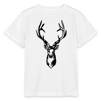 Hirsch - Hirschkopf - Hirschgeweih - Stanley/Stella Kinder T-Shirt MINI CREATOR  - Weiß - Vorne - Maike (125cm)