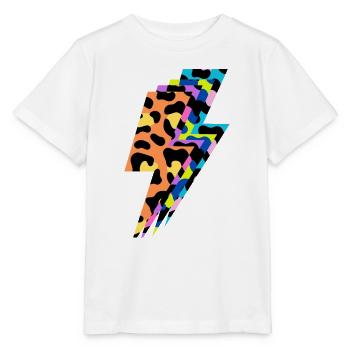 Mehrfarbiger Leopardenblitz - Stanley/Stella Kinder T-Shirt MINI CREATOR  - Weiß - Vorne - Maike (125cm)
