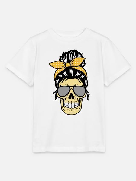 Totenkopf einer Frau mit Sonnenbrille, retro - Stanley/Stella Kinder T-Shirt MINI CREATOR - Weiß