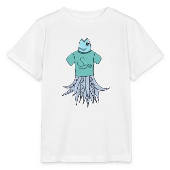 Fisch-T-Shirt Krake - Stanley/Stella Kinder T-Shirt MINI CREATOR  - Weiß - Vorne - Maike (125cm)