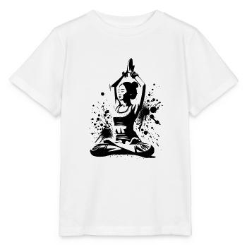 Professeur de yoga de relaxation de méditation asiatique - T-shirt bio MINI CREATOR Stanley/Stella Enfant - blanc - Devant - Maike (125cm)