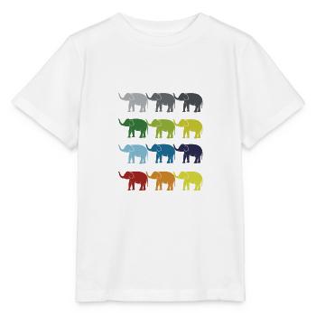 Neon Pop Art Retro Elefant Dickhäuter Geschenkidee - Stanley/Stella Kinder T-Shirt MINI CREATOR  - Weiß - Vorne - Maike (125cm)