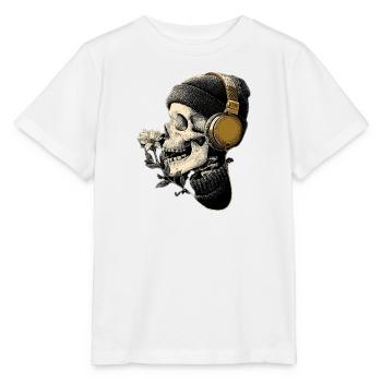 Headphone Skull with Flower - Stanley/Stella MINI CREATOR Kids’ T-Shirt - white - Front - Maike (125cm)
