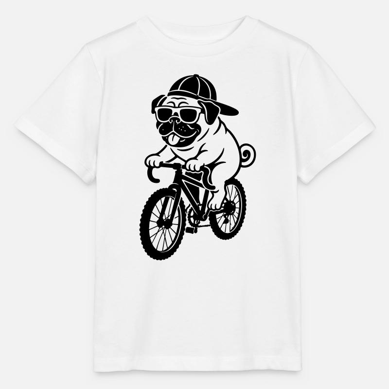 Cooler Mops auf Fahrrad Radfahrer - Stanley/Stella Kinder T-Shirt MINI CREATOR  - Weiß