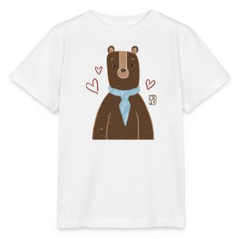 Un joli ours avec une écharpe bleue - T-shirt bio MINI CREATOR Stanley/Stella Enfant - blanc - Devant - Maike (125cm)