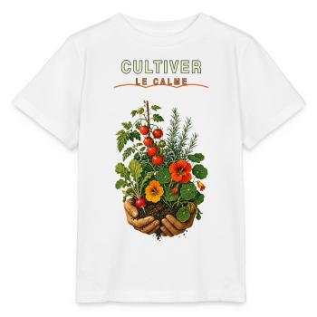 Cultiver le Calme: Jardinage en mains - T-shirt bio MINI CREATOR Stanley/Stella Enfant - blanc - Devant - Maike (125cm)
