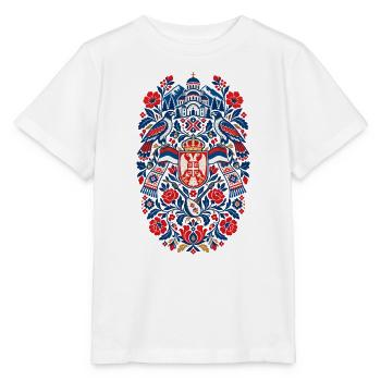 Serbien | Doppeladler & Volkskunst - Stanley/Stella Kinder T-Shirt MINI CREATOR  - Weiß - Vorne - Maike (125cm)