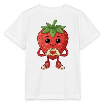 Süße Erdbeere Heldin mit Sneaker und Herz - Stanley/Stella Kinder T-Shirt MINI CREATOR  - Weiß - Vorne - Maike (125cm)