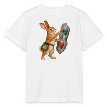 Hase bürstet einen Klettergriff - Stanley/Stella Kinder T-Shirt MINI CREATOR  - Weiß - Vorne - Maike (125cm)