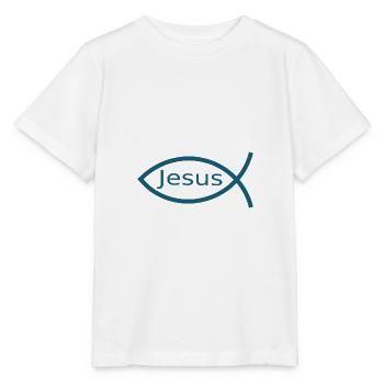 Jésus poisson Ichthys poisson poisson poisson - T-shirt bio MINI CREATOR Stanley/Stella Enfant - blanc - Devant - Maike (125cm)