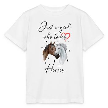 Frau Mädchen Liebe Herz Pferde Reiterin - Stanley/Stella Kinder T-Shirt MINI CREATOR  - Weiß - Vorne - Maike (125cm)