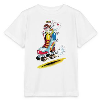 Blühwürmchen auf Rollschuh - Stanley/Stella Kinder T-Shirt MINI CREATOR  - Weiß - Vorne - Maike (125cm)