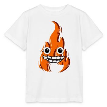 Feuer mit einem glücklichen Gesicht - Stanley/Stella Kinder T-Shirt MINI CREATOR  - Weiß - Vorne - Maike (125cm)