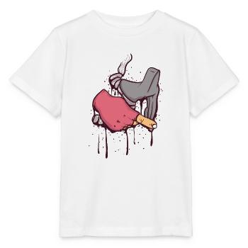 hand on handlebar roadbike wet paint drawing - Stanley/Stella MINI CREATOR Kids’ T-Shirt - white - Front - Maike (125cm)