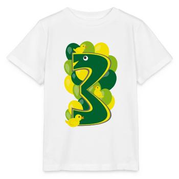 Kindergeburtstags-Zahl die witzige drei. - Stanley/Stella Kinder T-Shirt MINI CREATOR  - Weiß - Vorne - Maike (125cm)