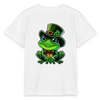 Cheerful frog with St Patrick Day top hat - Stanley/Stella MINI CREATOR Kids’ T-Shirt - white - Front - Maike (125cm)
