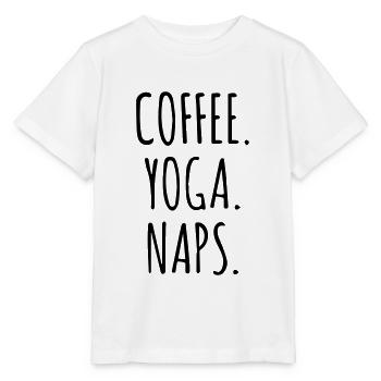 Siestes de café et yoga - T-shirt bio MINI CREATOR Stanley/Stella Enfant - blanc - Devant - Maike (125cm)