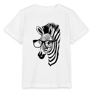 Zebra mit Brille - Stanley/Stella Kinder T-Shirt MINI CREATOR  - Weiß - Vorne - Maike (125cm)