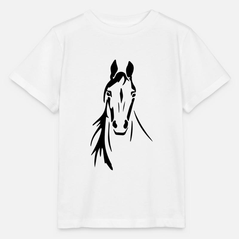 Tête de cheval cheval cheval cheval équitation - T-shirt bio MINI CREATOR Stanley/Stella Enfant - blanc