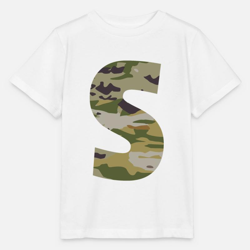 Lettre de camouflage S - T-shirt bio MINI CREATOR Stanley/Stella Enfant - blanc
