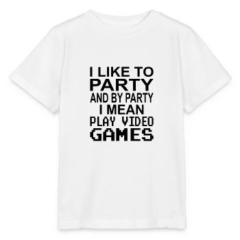 J’aime faire la fête et par fête je joue à des jeux vidéo - T-shirt bio MINI CREATOR Stanley/Stella Enfant - blanc - Devant - Maike (125cm)