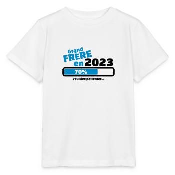 annonce grand frere en 2023 veuillez patienter - T-shirt bio MINI CREATOR Stanley/Stella Enfant - blanc - Devant - Maike (125cm)