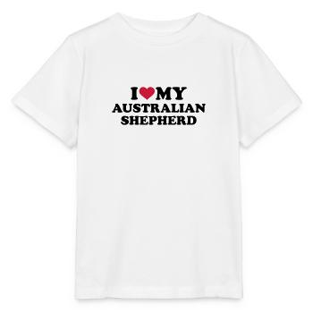 I love my Australian shepherd - T-shirt bio MINI CREATOR Stanley/Stella Enfant - blanc - Devant - Maike (125cm)