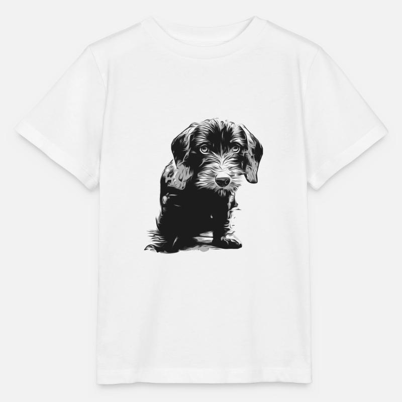 Beau chiot teckel à poil dur - T-shirt bio MINI CREATOR Stanley/Stella Enfant - blanc