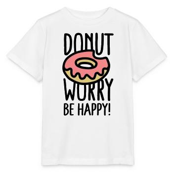 Donut worry, be happy! - Stanley/Stella MINI CREATOR Kids’ T-Shirt - white - Front - Maike (125cm)