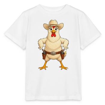 Huhn in Western Pose - Stanley/Stella Kinder T-Shirt MINI CREATOR  - Weiß - Vorne - Maike (125cm)