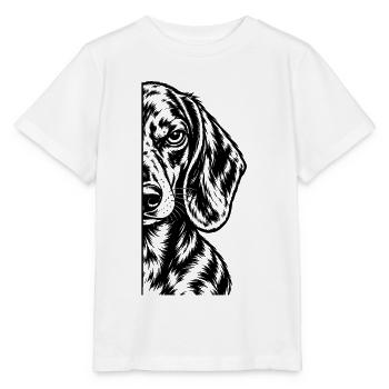Halber Dackel – Minimalistisches Hundeporträt - Stanley/Stella Kinder T-Shirt MINI CREATOR  - Weiß - Vorne - Maike (125cm)
