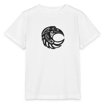 Totem corbeau rond noir - T-shirt bio MINI CREATOR Stanley/Stella Enfant - blanc - Devant - Maike (125cm)
