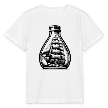 Klassische Wellengang Segelschiff Flaschenschiff - Stanley/Stella Kinder T-Shirt MINI CREATOR  - Weiß - Vorne - Maike (125cm)